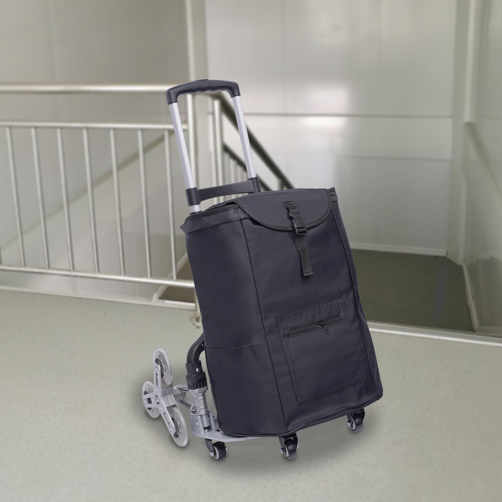 Carrello pieghevole per scale – Manico regolabile in altezza – Scaletta con ruote silenziose e borsa in tela impermeabile – Carrello per trasloco e oggetti pesanti