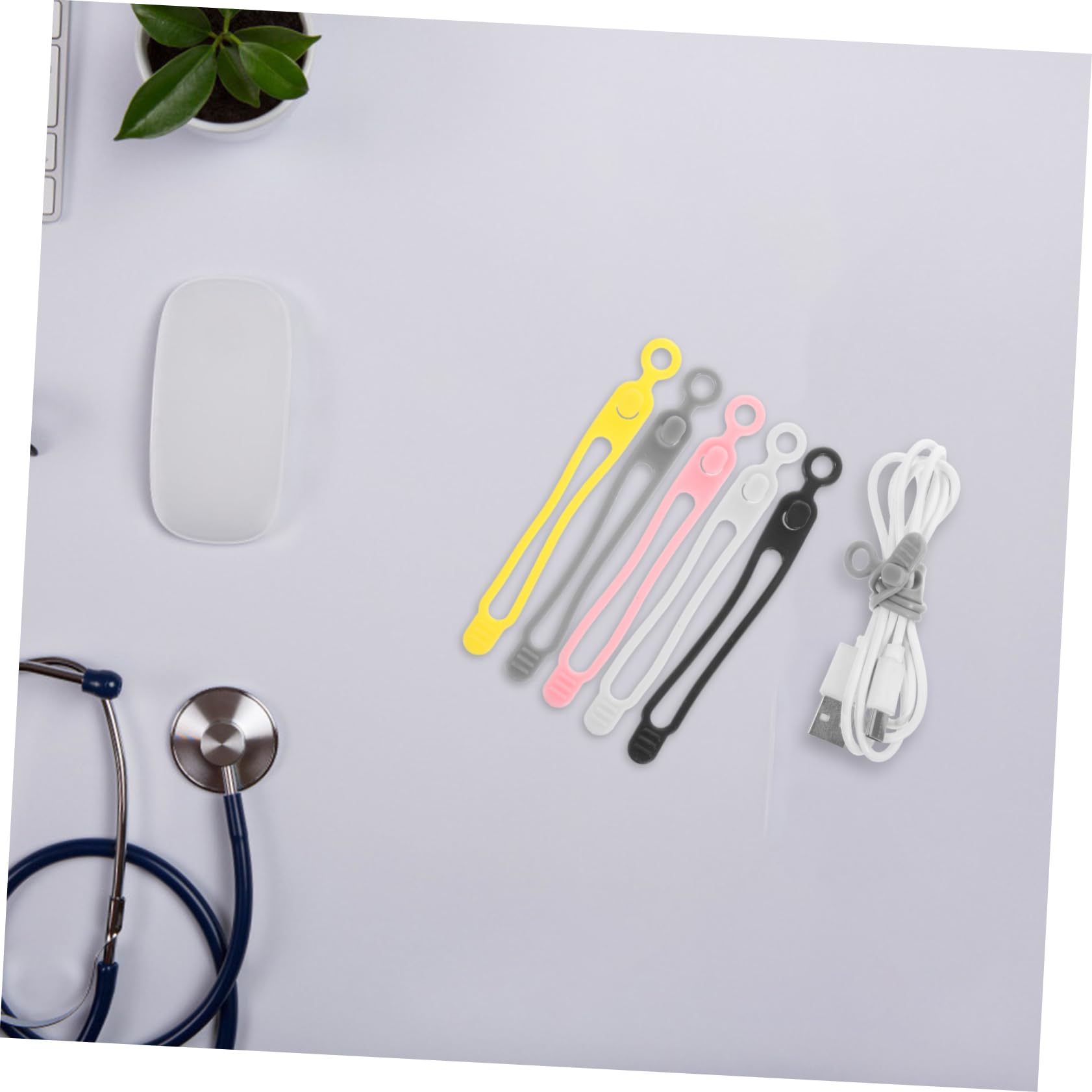 Angoily 4 Set Di Fascette Fermacavi in ​​silicone Riutilizzabili Multiuso Organizer Per Cavi Da Scrivania Facile Da Usare 30 Pezzi*4