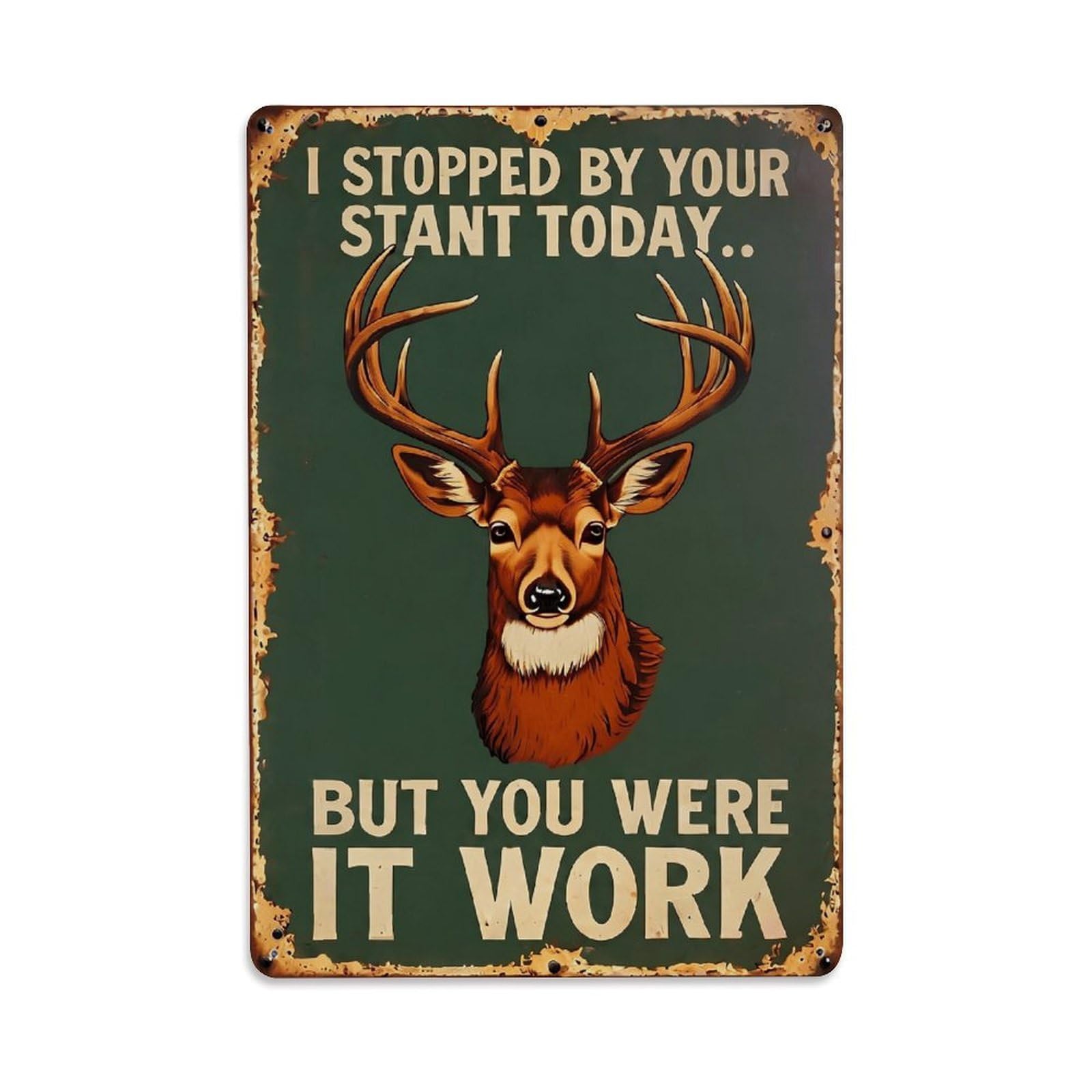 Bliveurn Vintage Deer Head Sign Print Retro Metal Tin Sign, Metal Poster For Home, Gaming Room, Studio Workshop,Bar,Garage Wall Art Decor 8X12 Inch