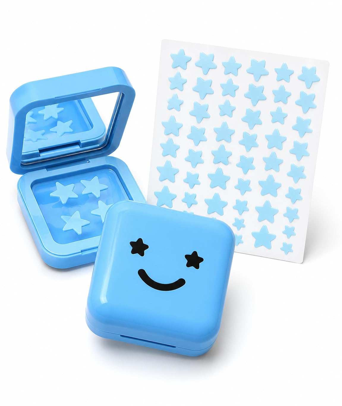 83PCS Star Pimple Patches, Cute Pimple Patches For Travel and Daily Use, Blue Smiley Mirror Case with Star Acne Patches, Effective Solution For Unexpected Breakouts-image-11