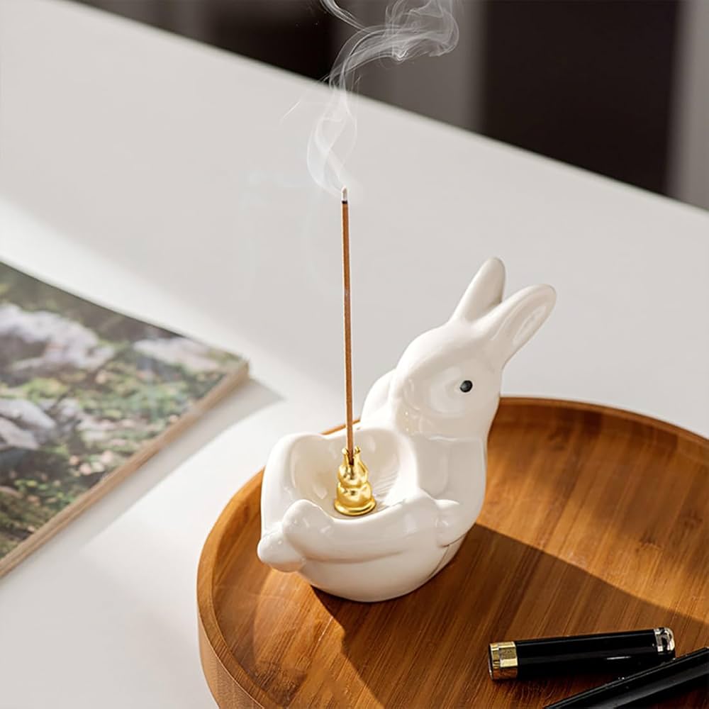 Amazon.com: Incense Sticks Holder, Cute Ceramic Rabbit