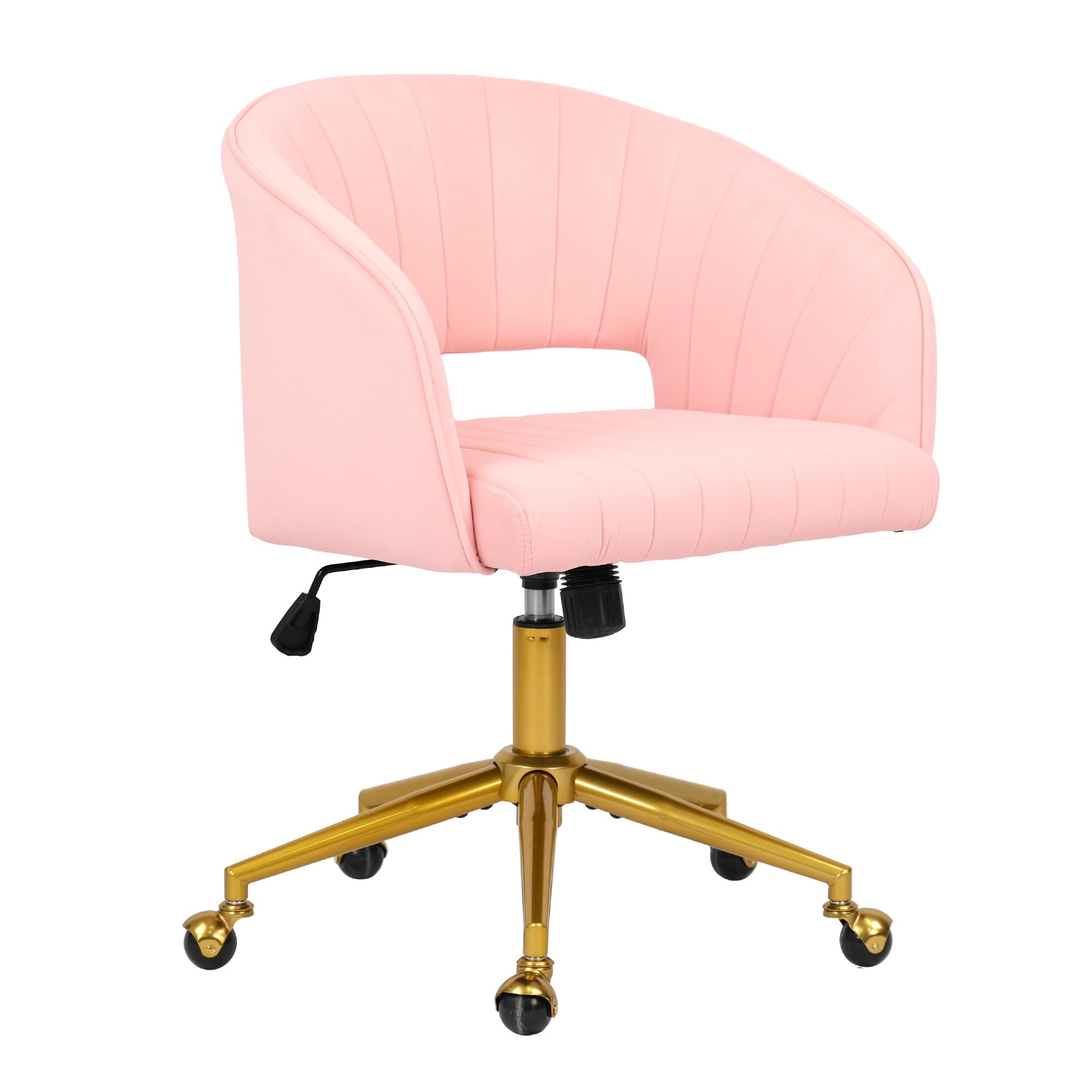 Home Office Chair Swivel Velvet Desk Chair Accent Armchair Upholstered Modern Tufted Chairs with Gold Base for Girls Women Ergonomic Study Seat