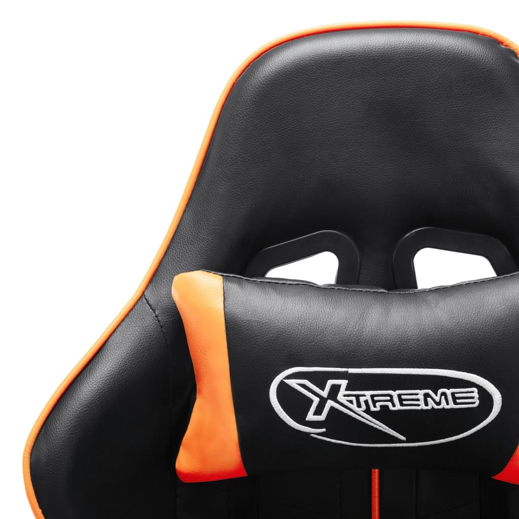 Ergonomischer Gaming-Stuhl mit Fußstütze Schwarz Orange Kunstleder verstellbar für Büro Homeoffice Esport Jugend PC Setup
