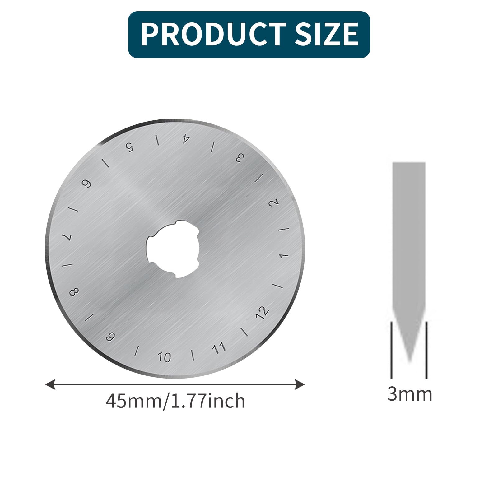 45mm Rotary Cutter Blades (Pack of 10), Fits Olfa, Fiskars Rotary Cutter, Turecut - Image 2
