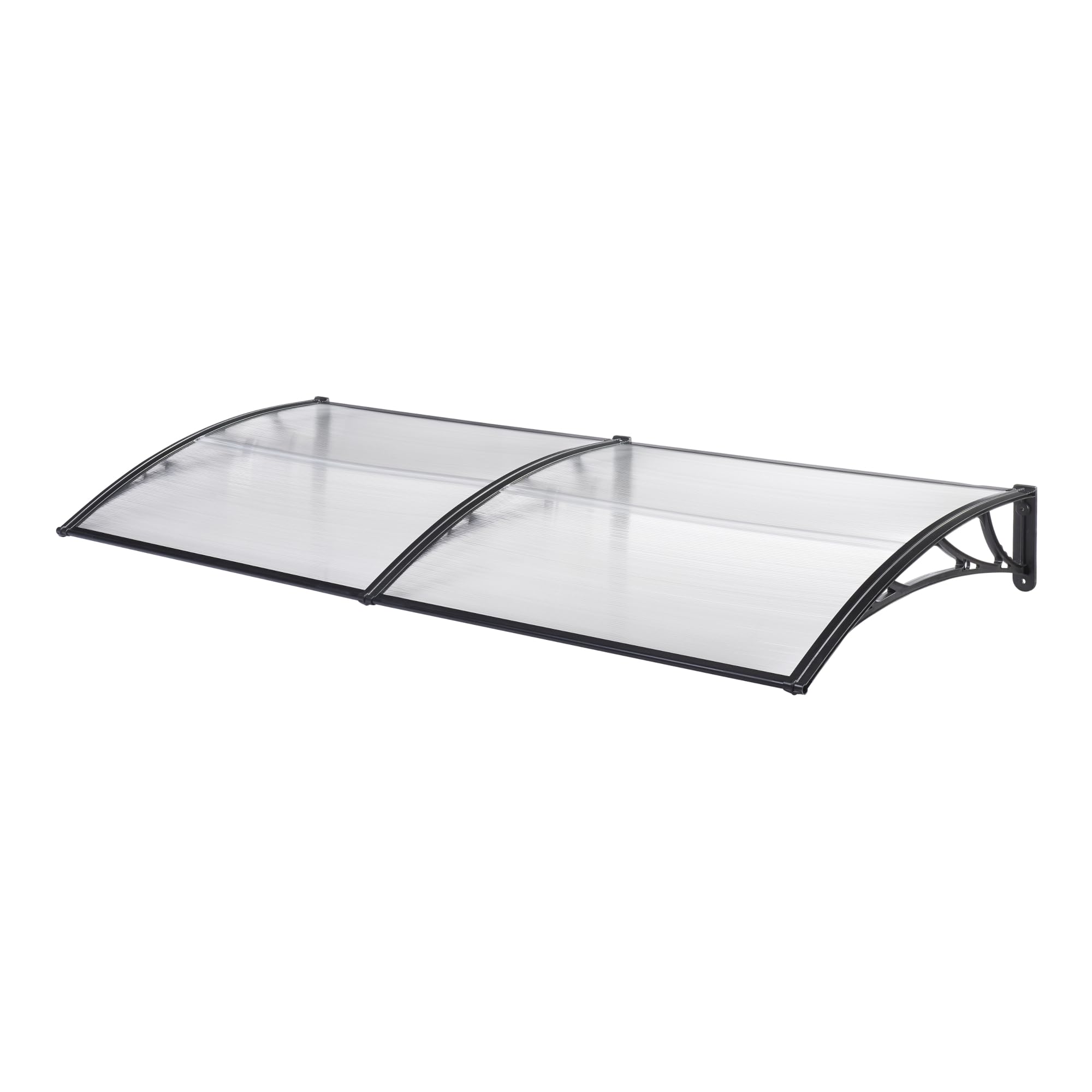 [en.casa] Pensilina Esterna per Ingresso 240 x 80 cm Tettoia Riparatore in Policarbonato Copertura Trasparente e Supporto Nero