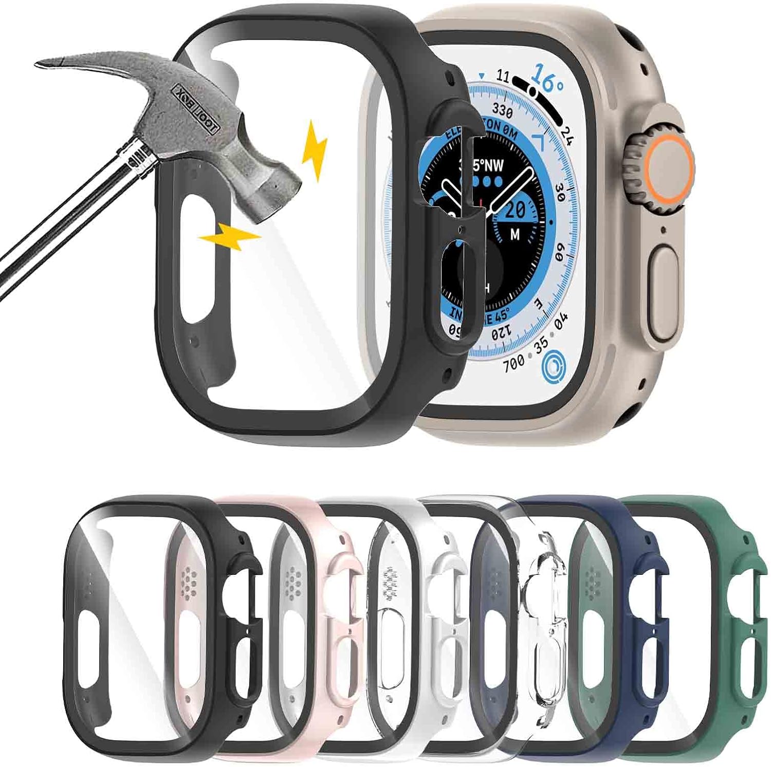 6 Pack Case with Tempered Glass Screen Protector for Apple