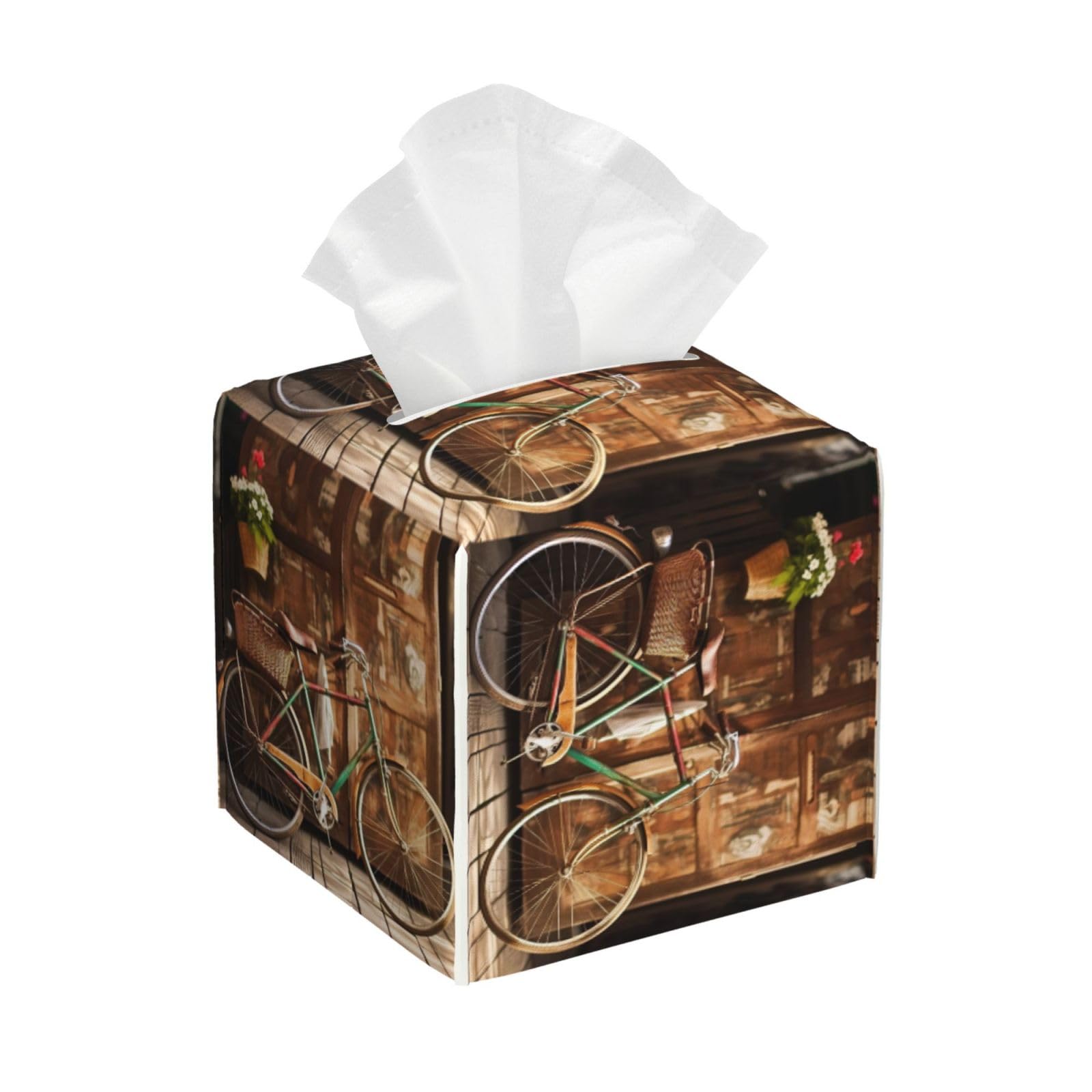 Classic Old Bike Tissue Box Cover Square Cube Boxes