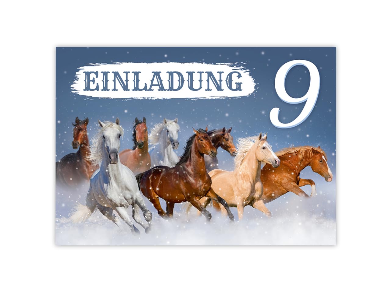 Minkocards 12 Einladungskarten zum 9. Kindergeburtstag Mädchen Pferd Pferde Einladung neunte Geburtstag Kinder bunte Geburtstagseinladungen