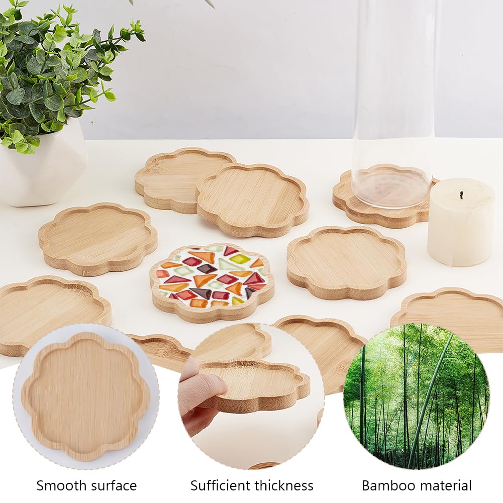 WEBEEDY 14 Stück DIY Mosaik Untersetzer Set Blumenform Füllbare Leere Basis Tabletts 9.5cm Untersetzer Für DIY Tellerornamente Herstellung Home Dekor
