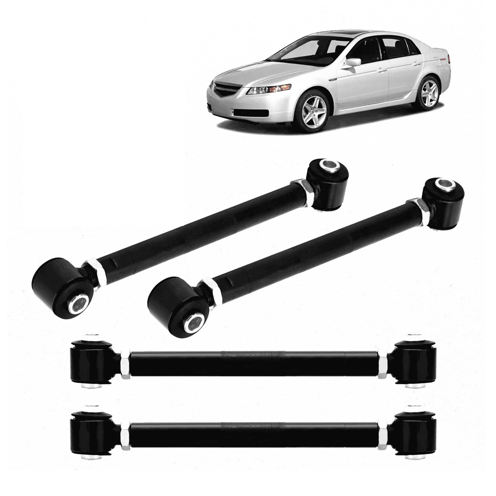 BFO 4-Piece Rear Lower Camber Control Arms – Honda Accord 2003-2007, Acura TL 2004-2008, TSX, RL, Adjustable Alignment Kit, 2-Year Warranty