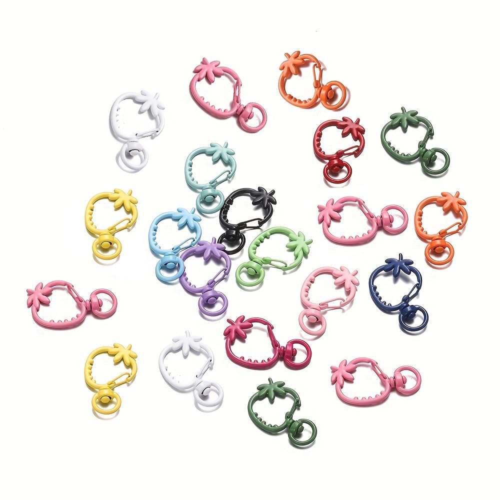 SKYPRO 20pcs Metal Lobster Claw Clasps Cute Strawberry Swivel Snap Hooks Strap DIY Accessories Little Clips for Key Chains Connector Bag Jewelry Making