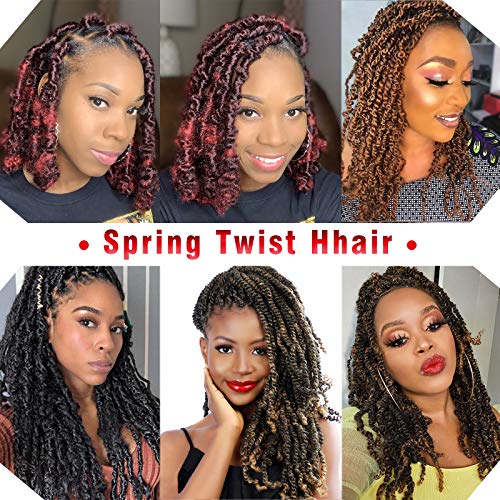 10 Inch Spring Twist Crochet Braids Hair for Butterfly Locs Bomb Twist Crochet Hair Beyond Beauty Ombre Colors Synthetic Fluffy Hair Extension 3 Packs 30 Strands 135g/Pack(10 Inch, T1B 27)