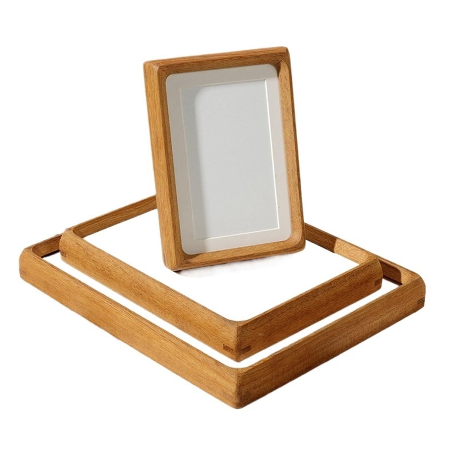 Photo Frames Solid Wood Black Walnut Mortise And Tenon Round Corner Picture Frame Elegant Couple's Photo Display Stand Home Decor(Golden sandalwood,10.2x15.2cm 6Inch)