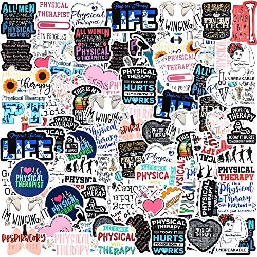 100 Pcs Physical Therapy Stickers Water Bottles Stickers,Pt Life Encourage Waterproof Vinyl Decals Health Physiotherapy Stickers, Luggage, Laptop, Phone Decor Gifts For Physical Therapist #TOP18