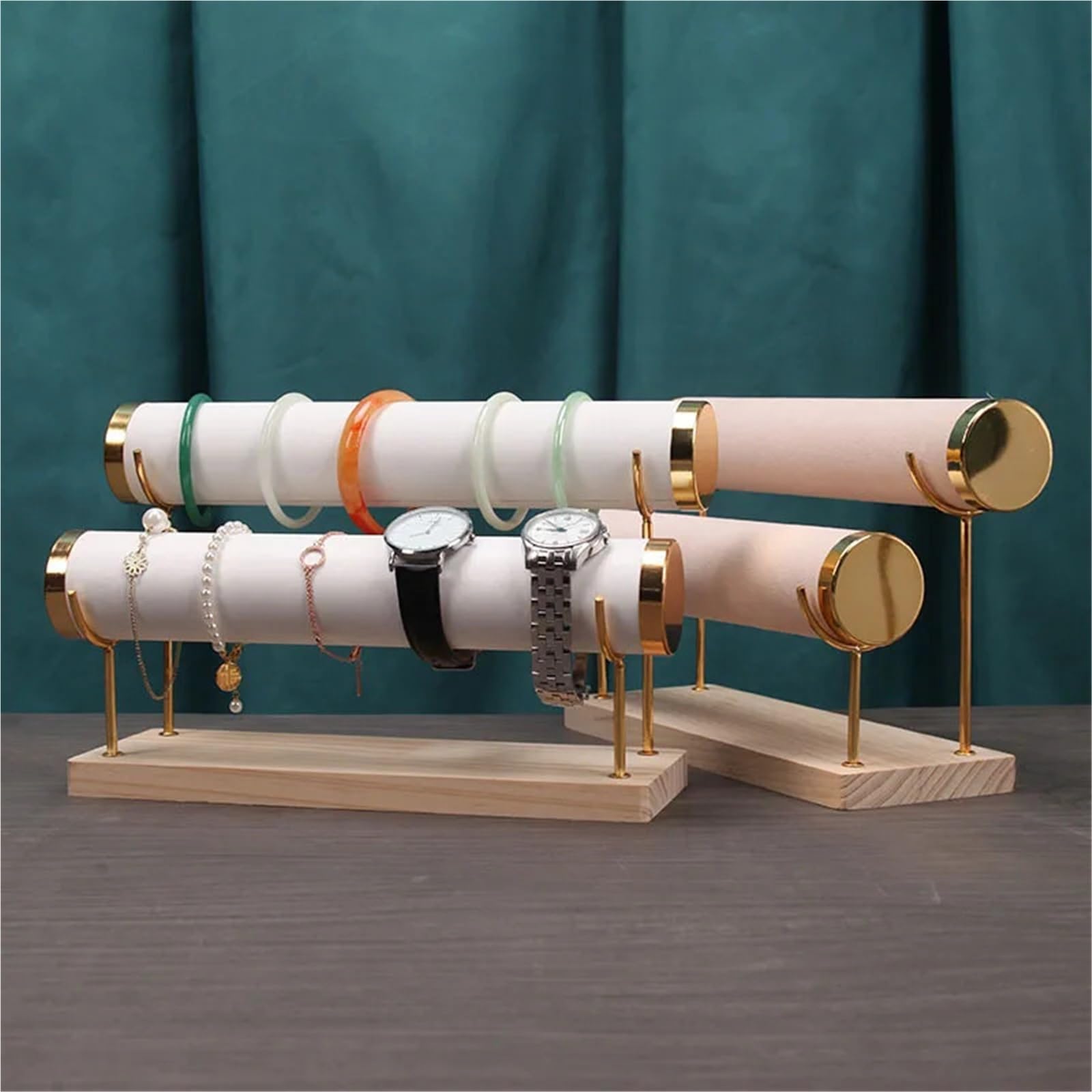 Présentoir à base de bois d'affichage bijoux 2 couches Pour Bracelets