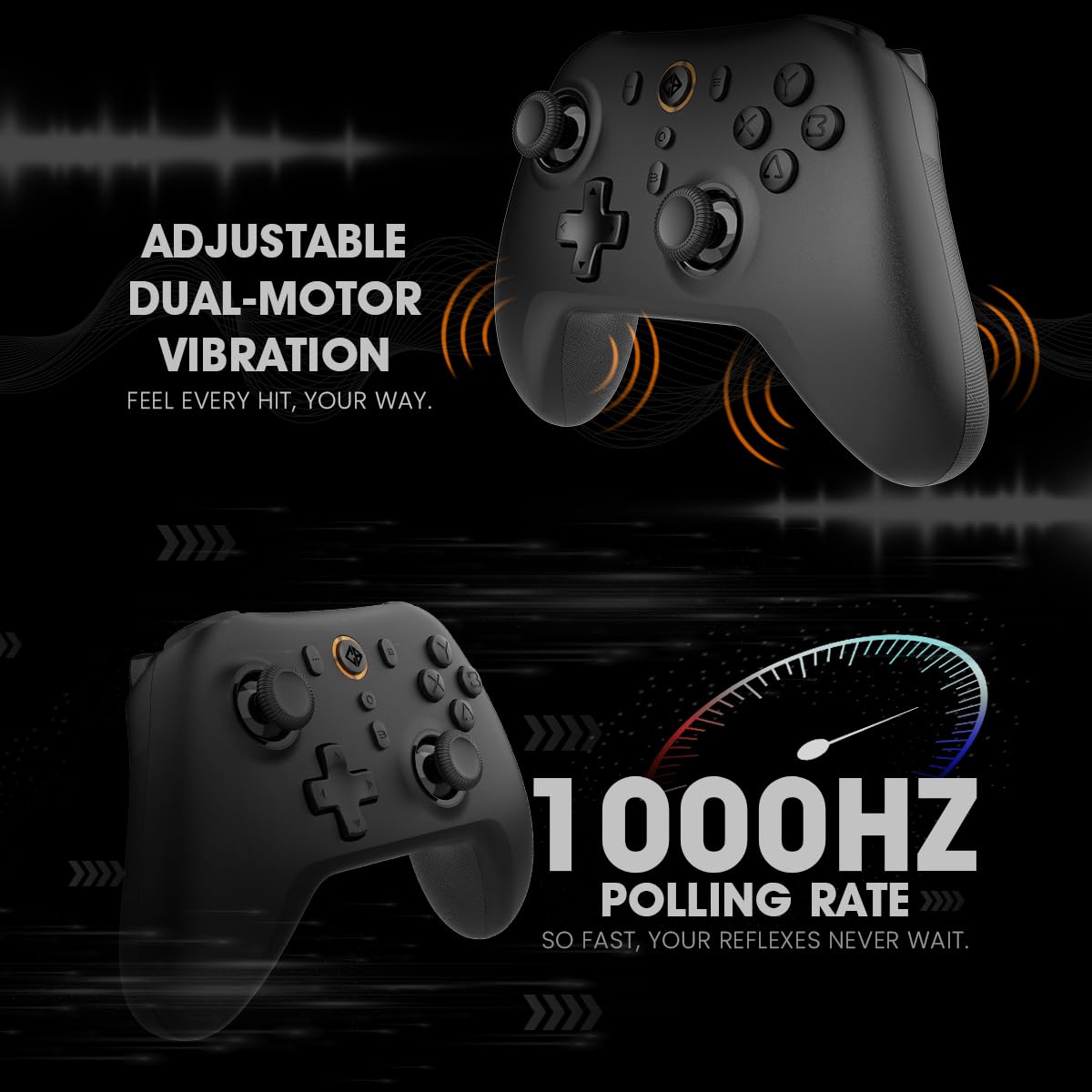 Cosmic Byte Blitz Tri Mode Controller for PC, Hall Effect Triggers, 1000Hz Polling Rate, Adjustable Vibration, Turbo & Auto Turbo, Upgraded with Gyro, TMR Joystick, Software and Charging Dock Support (Black) — Amazon image 6
