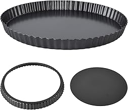 Forma de torta, forma de quiche, formas de quiche de aço carbono com fundo solto removível, forma de torta, assadeira profunda para quiche (30 cm)