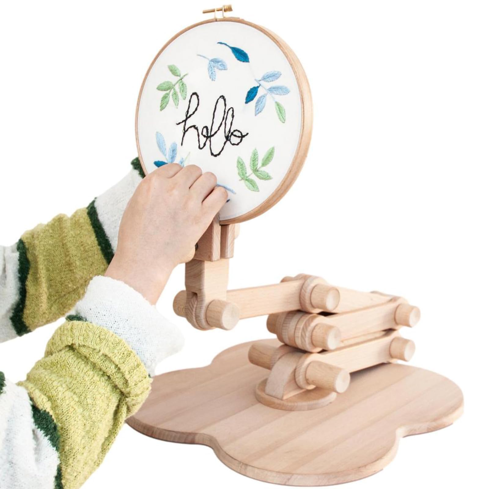 Marco de bordado, marco de punto de cruz plegable de madera retráctil con bastidor de bordado, diseño de pie, ideal para manualidades y costura