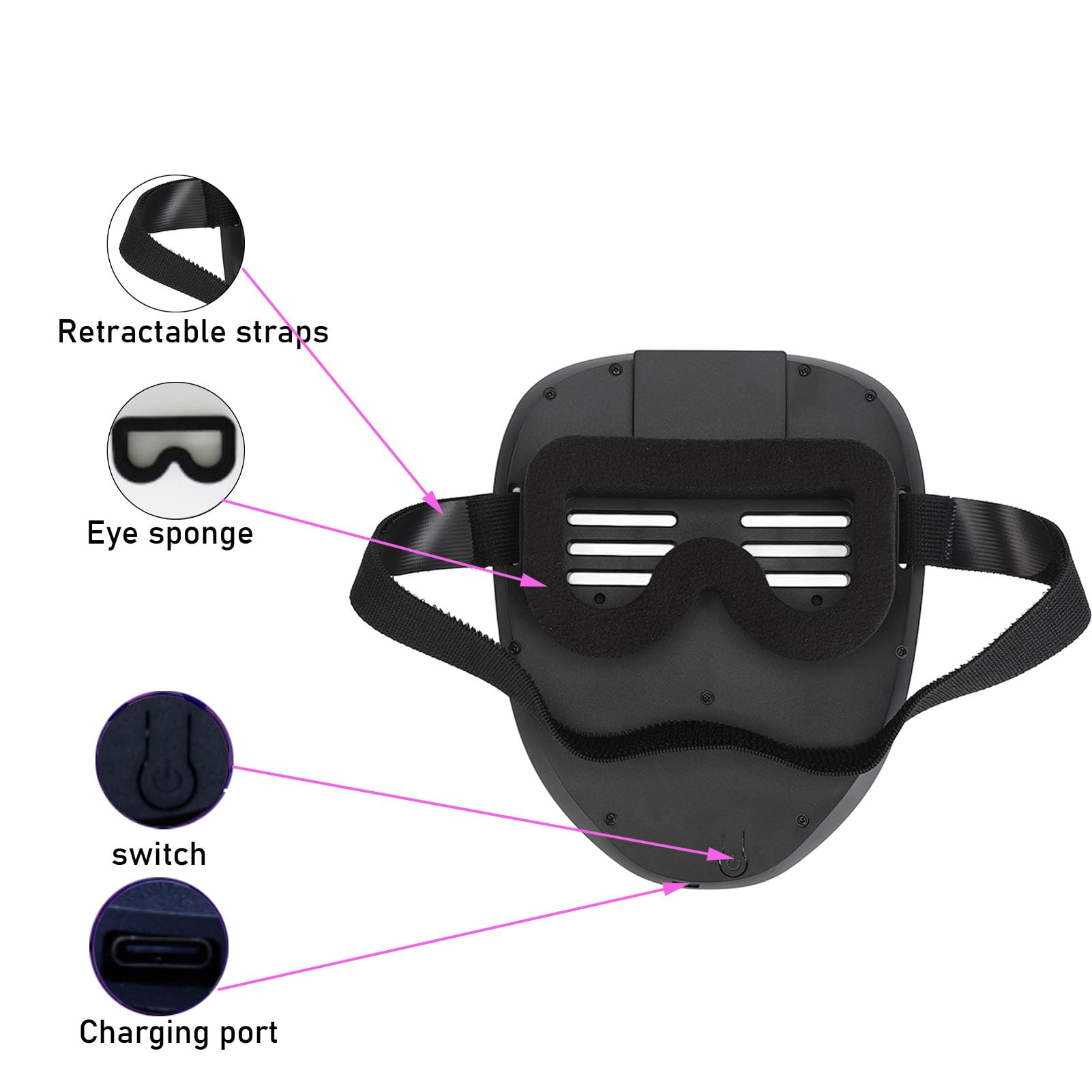 PerGar Maschera LED con Rilevamento dei Gesti, Maschera Trasformante Viso Illuminata a LED Unisex, Maschera Viso Trasformante Illuminata Regolabile, Maschera Illuminante per Festival di