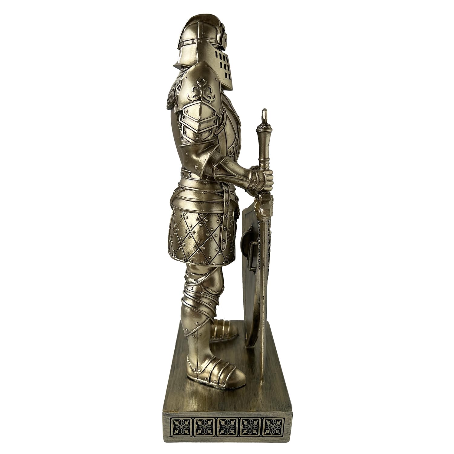 King's Guard Akcesoria na biurko Statua Rycerz Ornament z Tarczą Brąz | Średniowieczny rycerz przycisk do papieru do biura i domu kolekcja na prezent 30 cm nadaje się do biura, gabinetu i salonu