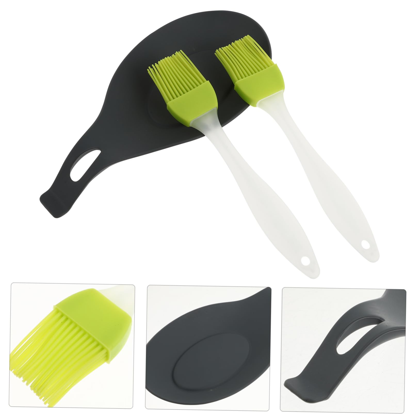 SUPVOX 1pc Silicone Spoon Rest Holder Food-grade Silicone Pastry Brushes for Cooking and Baking Basting Brush for and Sauces Random Color