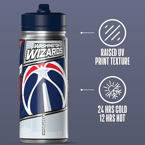Miniatura 81 de Hydrapeak x NBA Los Angeles Lakers Botella de agua de 591 ml de acero inoxidable, botella deportiva con doble pared aislada con licencia oficial,