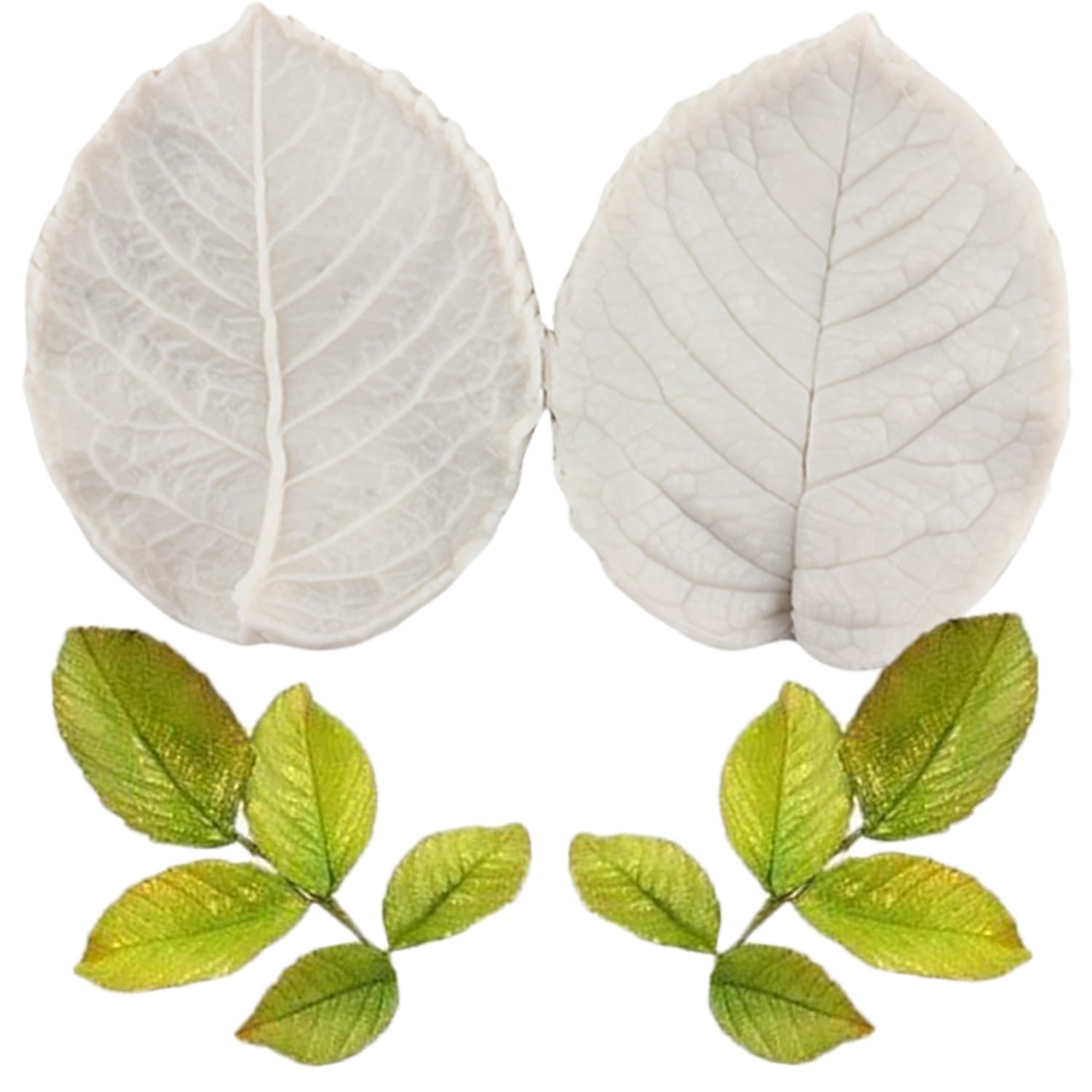 MINFEIDMS Leaf Petal Veiner Gum Paste Mould Rose Leaves Veined Silicone Mould Rose Leaf Fondant Mould for Cake Decorating Cupcake Topper Candy Chocolate Gum Paste Polymer Clay