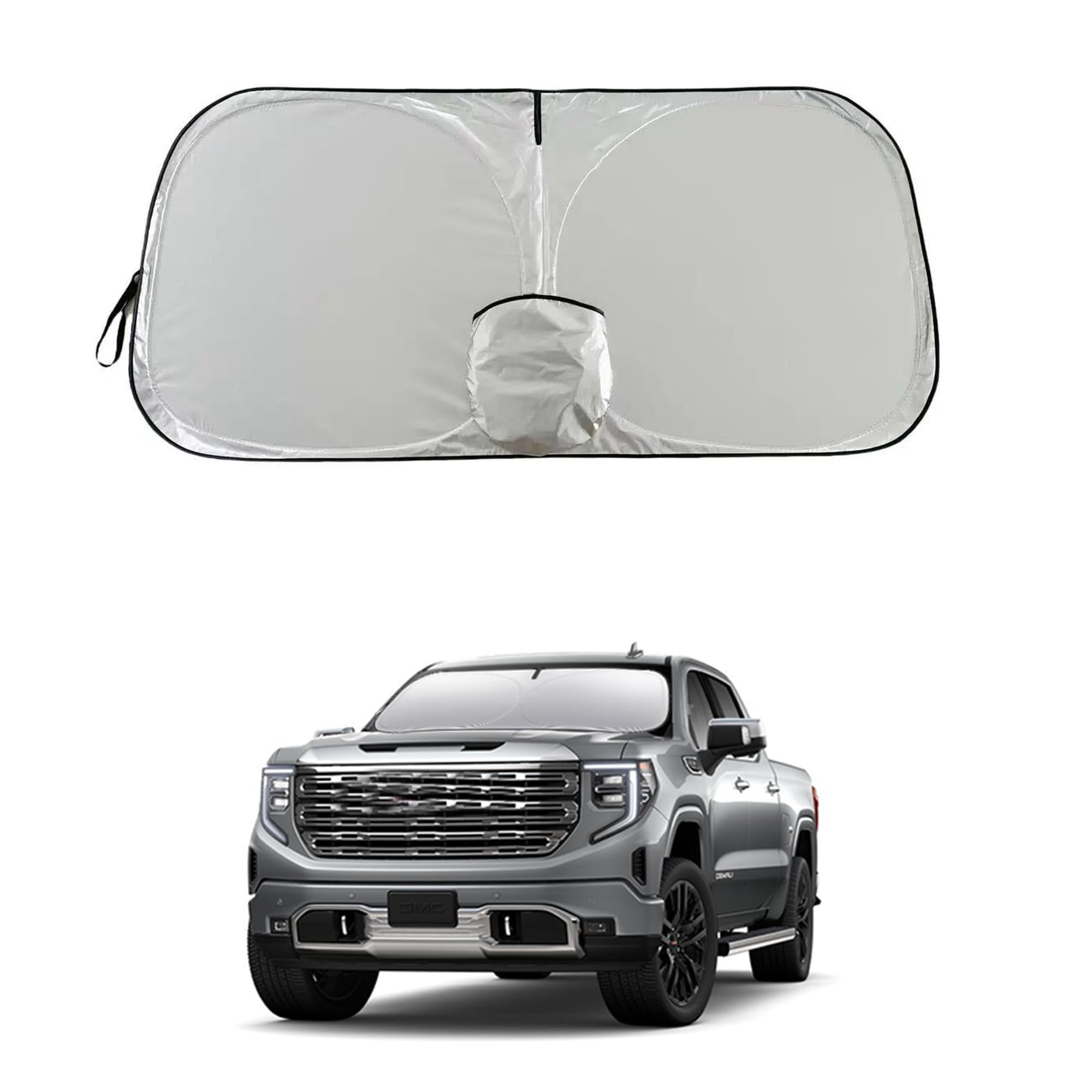 Sierra Windshield Sun Shade, Front Windshield Shade for Sun, Folding Sunshade Windshield Visor for GMC Sierra 1990-2025.