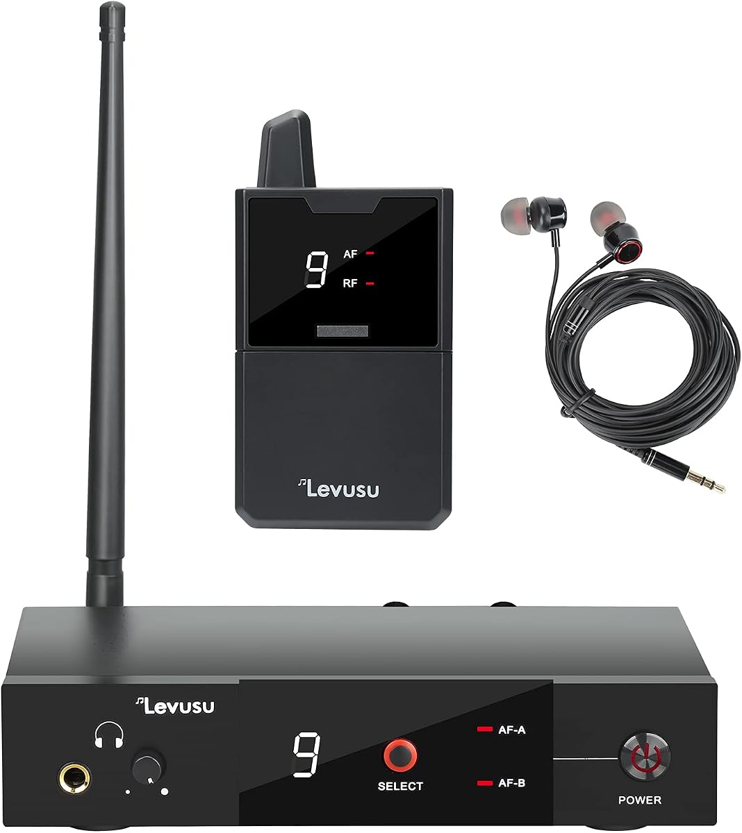 Sistema de monitor intrauditivo inalámbrico UHF con auriculares, 180 pies, montaje en rack, transmisor de sistema estéreo IEM profesional y petaca para estudio, guitarra, ensayo de banda, actuación en vivo (1 petaca)