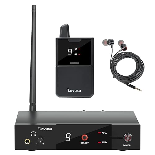 Sistema de Monitor Inalámbrico Intraauricular UHF con Auricular, 180 pies, Montaje en Rack, Transmisor de Sistema IEM Estéreo Profesional y Beltpack para Estudio, Guitarra, Ensayo de Banda, Actuación en Vivo (1 Bodypack)