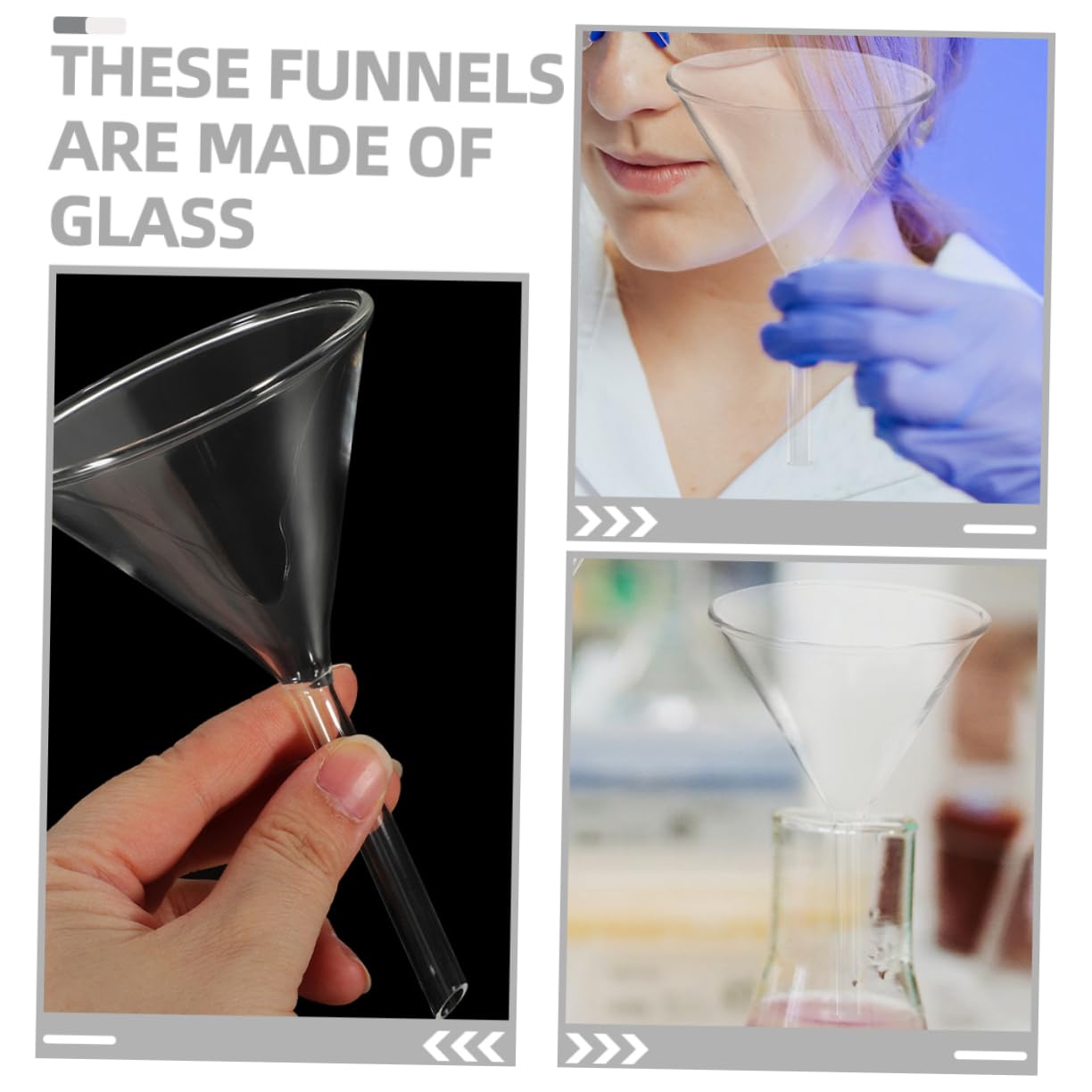 SOLUSTRE 8stücke Labor-glas-trichter Wissenschaftlicher Einfülltrichter Klarglastrichter Für Experimente