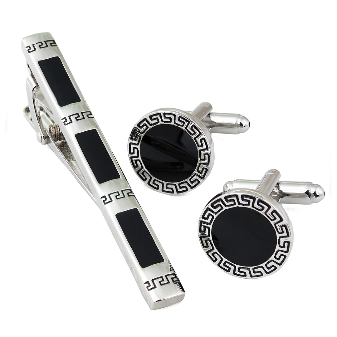 peluche Geek Key - Silver - TS - Silver Colored Brass and Enamel Cufflink and Tiebar setFor Men-picture-43