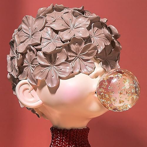 Figura de estatua de resina con escultura de niño de burbujas, escultura de niño encantador, adornos de escritorio para decoración de oficina en