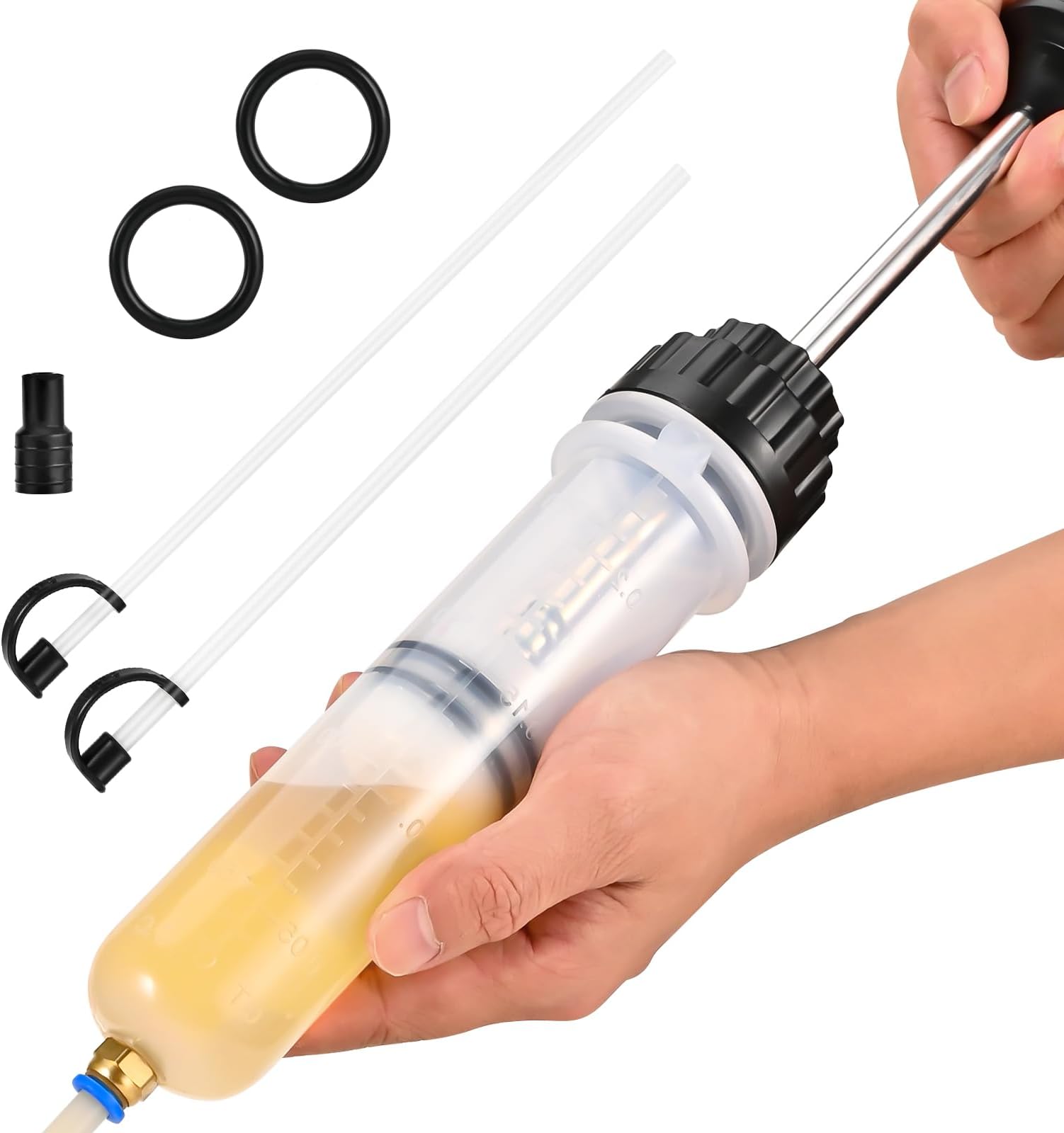 SOWKIPE 200CC Automotive Fluid Extractor Pump, Premium Manual Extraction & Fill Pump with 2 Hoses, Oil Syringe with Powerful Suction, Fluid Oil Change Evacuator