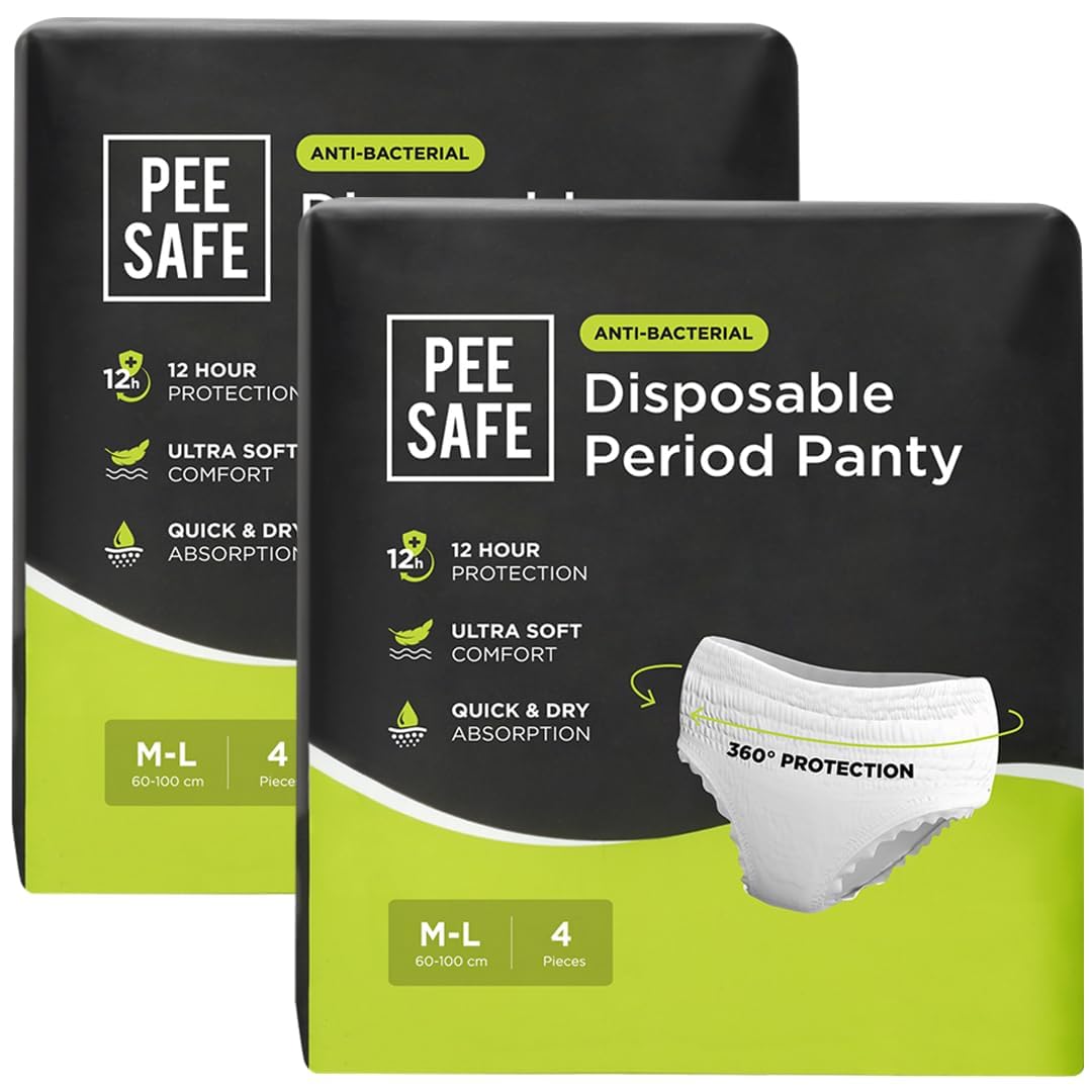 Pee Safe Disposable Period Panties | M-L | 8 Panties | 360° Protection | 12 Hr Protection | Leak Proof | Overnight Comfort | Rash & Toxin Free | Seamless Fit