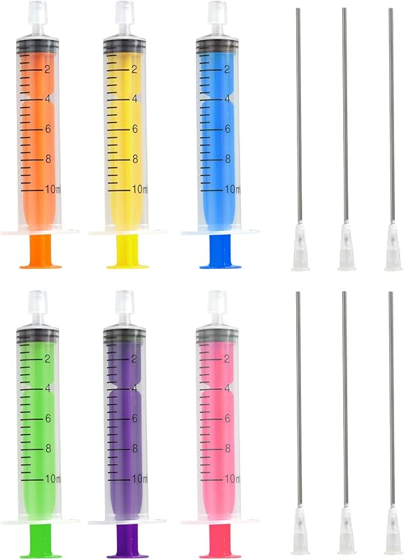 WXS-CHALL Kit com 6 seringas para transferência de líquidos de 10 mL e 6 ponteiras metálicas de ponta plana