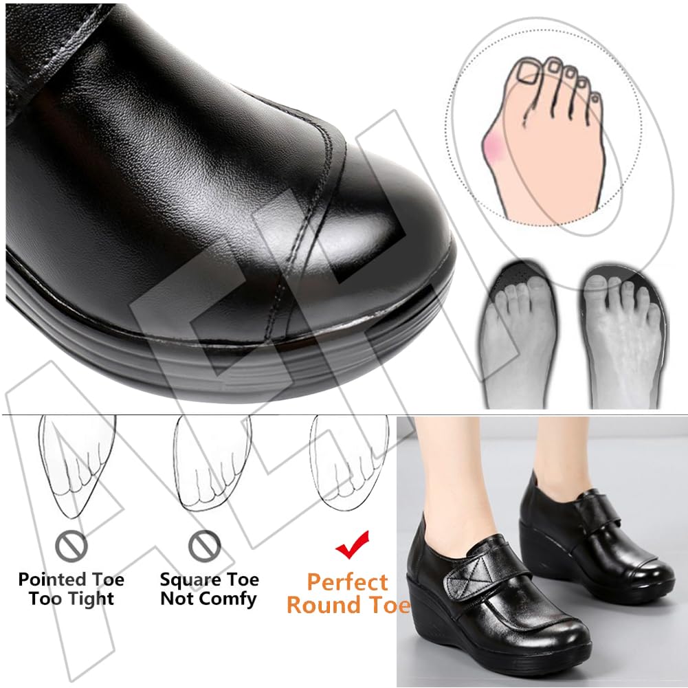 AEHO Scarpe Donna Strappo - Slip On Ortopediche Senza Lacci - Per Piedi Gonfi E Diabetici - Caffè, Taglia 42/260mm