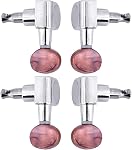 Les cordes d'Ukulele Tuning Pegs, 2L2R Tuners de verrouillage en argent Têtes de machine ronde rouge pour Ukulele 4 Guitares à cordes