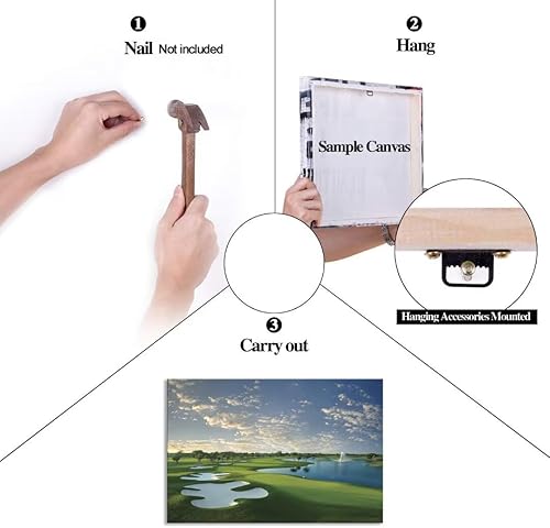 Vista 224 de chenchenArt Arte de pared de campo de golf de Estados Unidos, TPC, Sawgrass Golf Course, impresiones en lienzo, decoración de pared de golf para Rojo