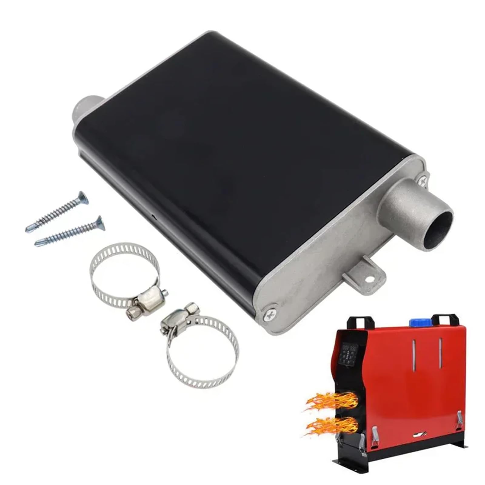 Silenziatore Per Tubo Di Scarico 24 Mm – In Acciaio Inox Con Clip E Viti, Per Riscaldatori A Gasolio E Generatori, Riduce Il Rumore