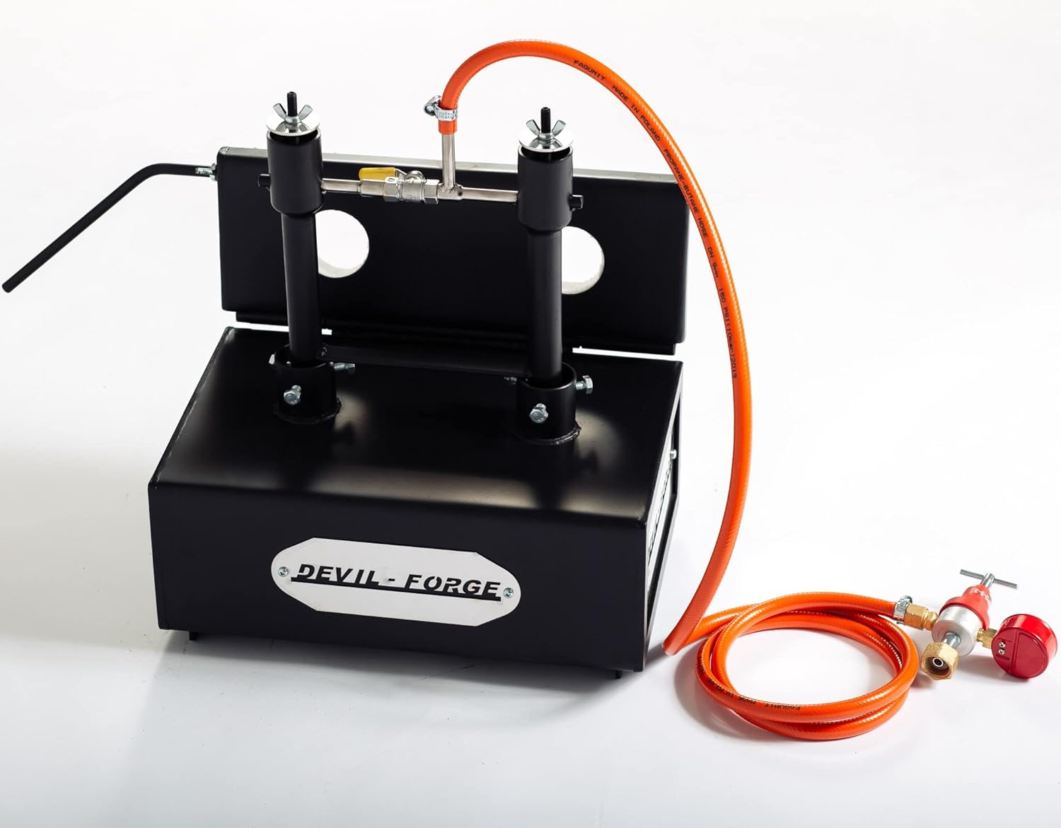 DEVIL-FORGE Farrier Gas Propane Forge DFHS2+1D/3.6”, 2 Burners DFP (160.000 BTU) use 1 or 2, Gas Ball Valve, Air Choke, 1 Door, Horseshoe Makers, Knife Making, Blacksmith, 2500°F / 1370°C