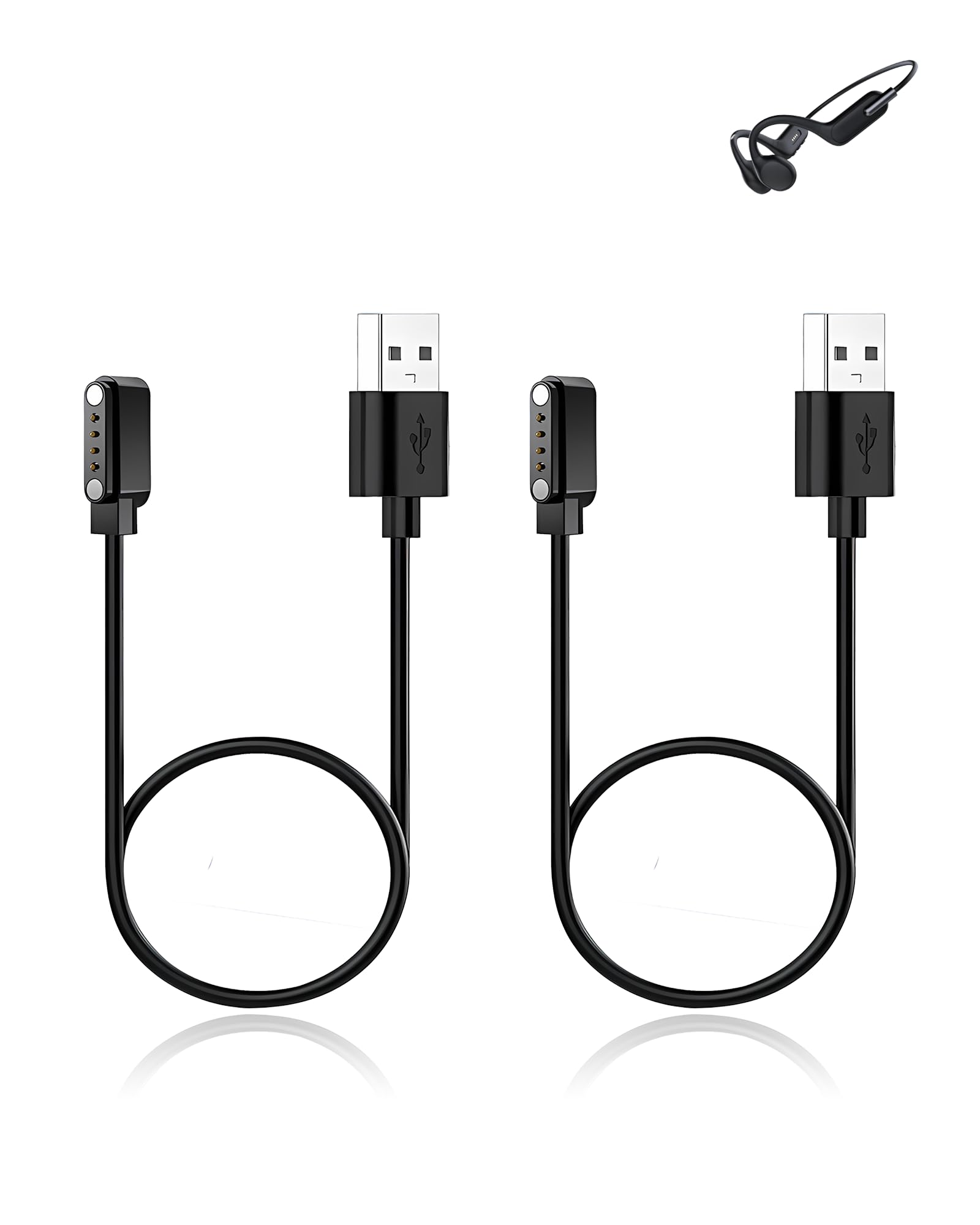 Lot de 2 câbles de charge pour casque HiFi Walker T10 Air à conduction osseuse, cordon de charge USB magnétique stable compatible avec HIFI WALKER T10 Air