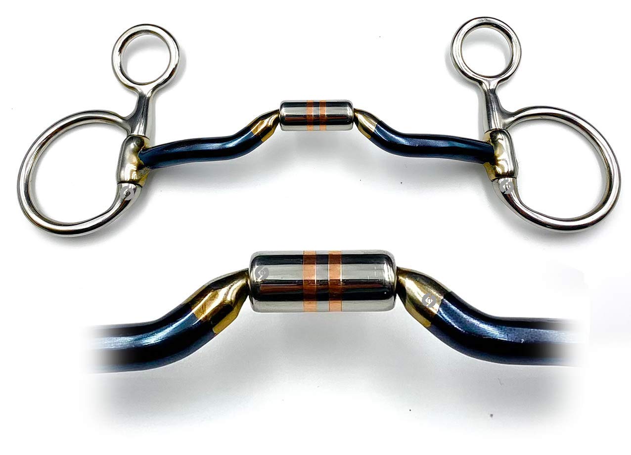 OTTE Western Baucher Hanging Cheek Blue Sweet Iron Copper Roller Horse Bit Snaffle (5")
