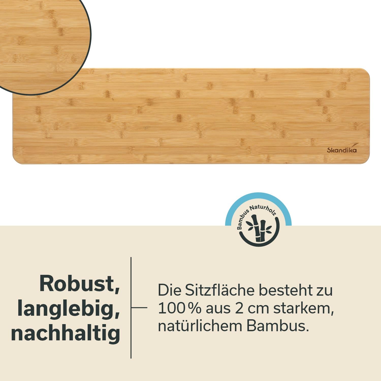 Skandika Ławka do siedzenia Tolja zestaw 2 szt., ławka kempingowa z bambusa, 100 x 27 x 39 cm, obciążenie do 200 kg, odporna na warunki atmosferyczne, torba do przenoszenia, ławka do piwna, ławka do