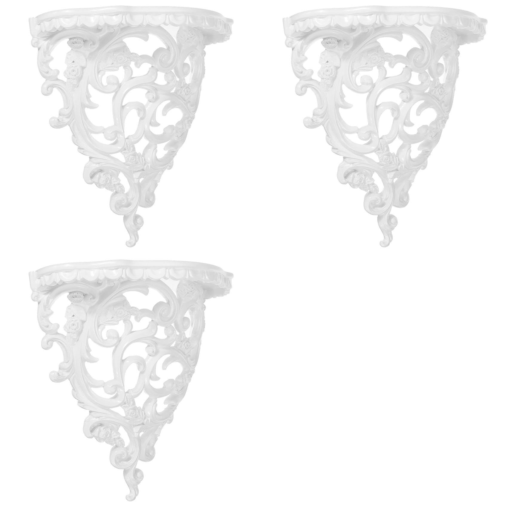 Aundhegrtt 3X Baroque Style Decorative Shelves for Living Room Flowers Wall Hanging Storage Rack European Style Decor Small