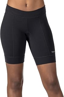 TERRY Actif Women's Padded Cycling Shorts, 8 Inch Inseam, Moisture Wicking, 2 Inch Elastic-Free Comfort Fit Waist & Leg Bands