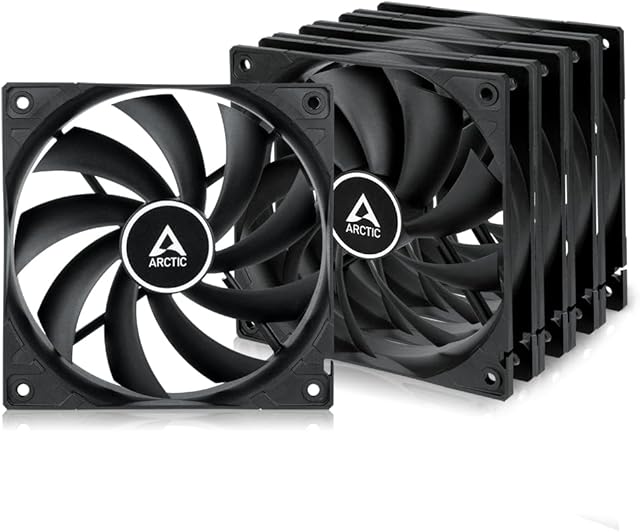 ARCTIC F12 (5 Pack) - 120 mm Standard Case Fan, Low Noise, quiet motor, Computer, Fan Speed: 1350 RPM - Black