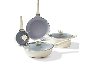 Pots and Pans Set - 7-Piece Ceramic Cookware Set - Non-Stick, Non-Toxic,...