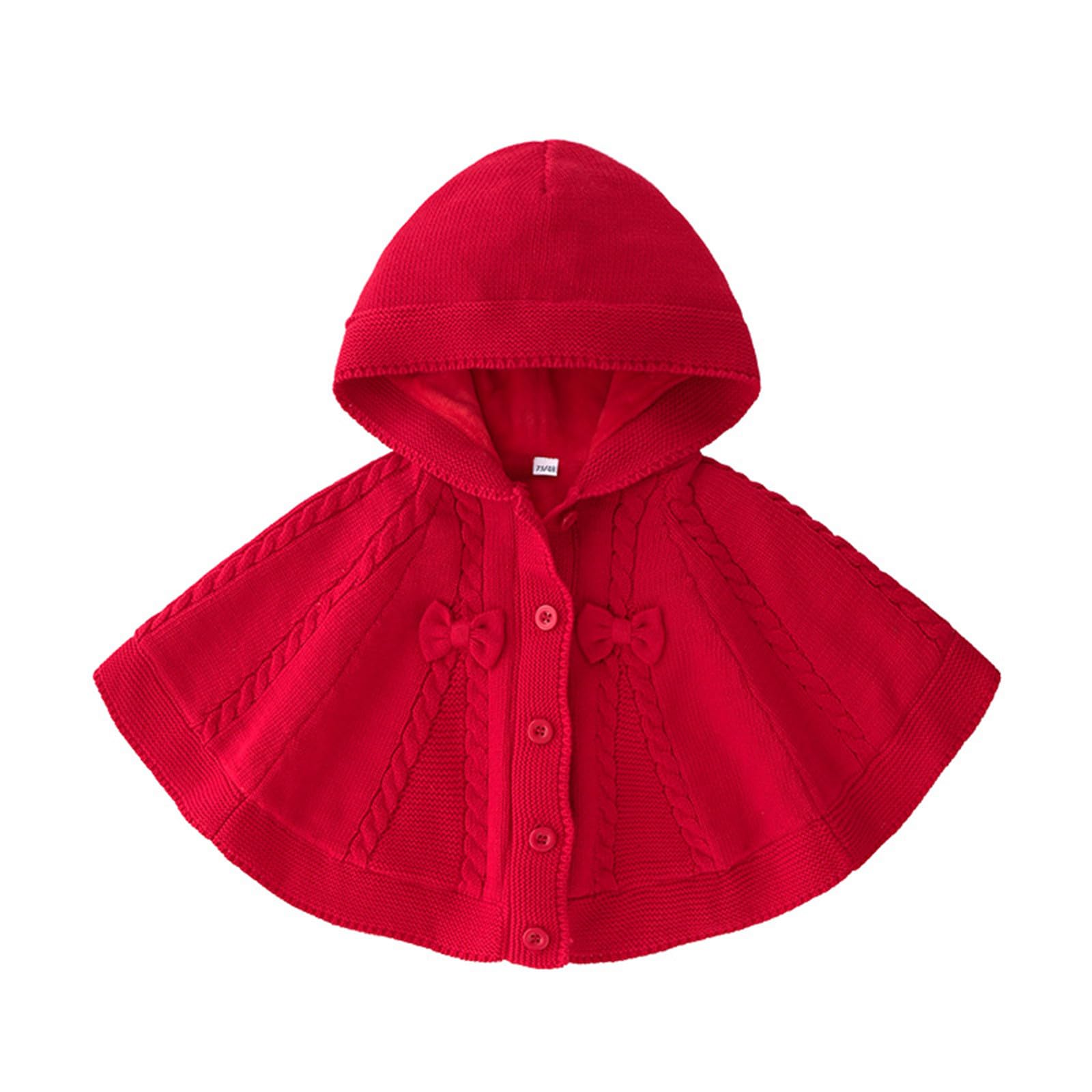 Generico Maglioni Invernali Bambina,Mantella per Ragazze con Cappuccio in Maglia Poncho Maglioni Bambini Scialle Maglione Bambino Festa Pullover