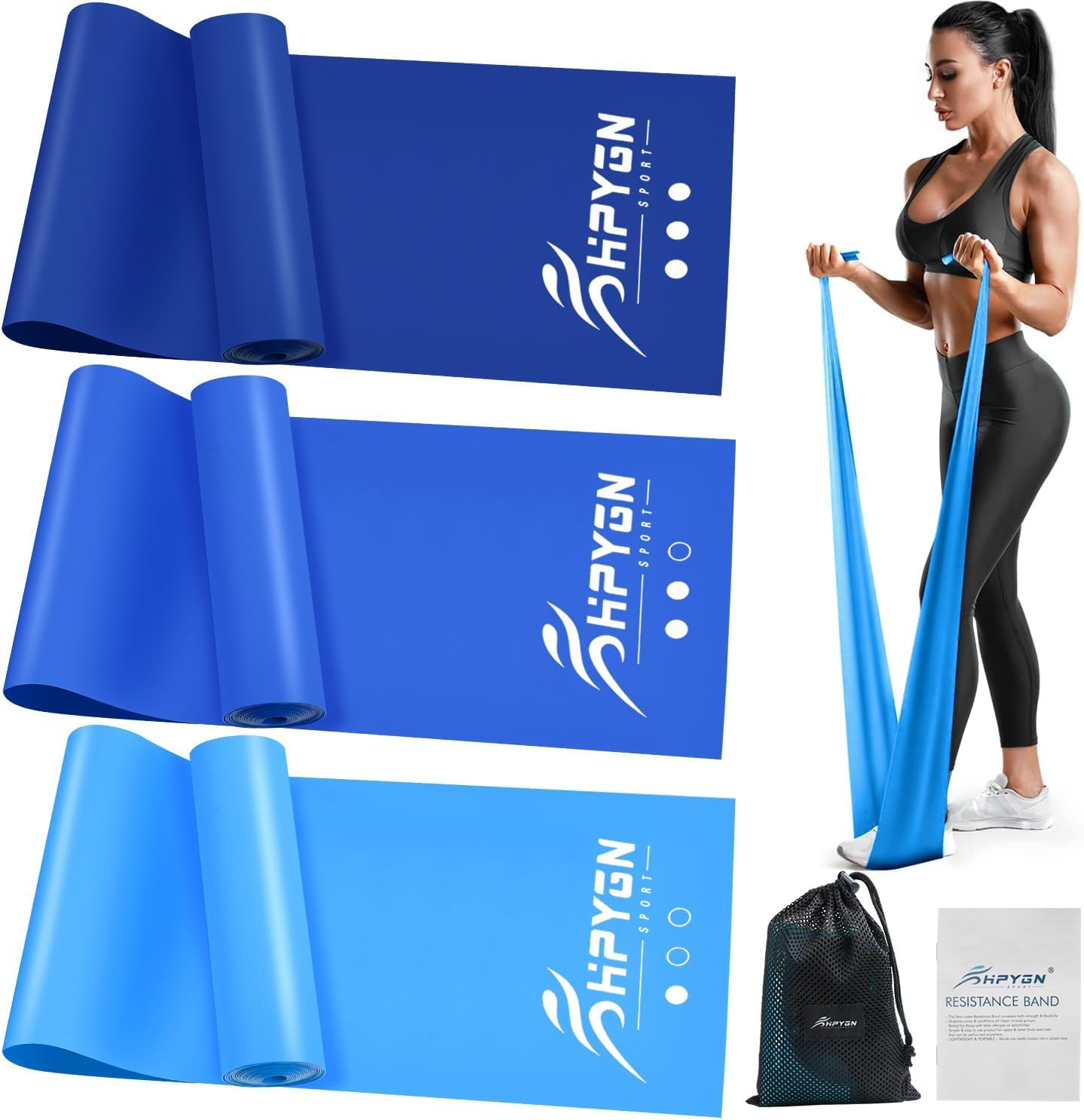 HPYGN Resistance Bands, Exercise Bands for Physical Therapy, Workout Bands for Home Gym Strength Training and Yoga Starter Set, Strength Training and Yoga Starter Set